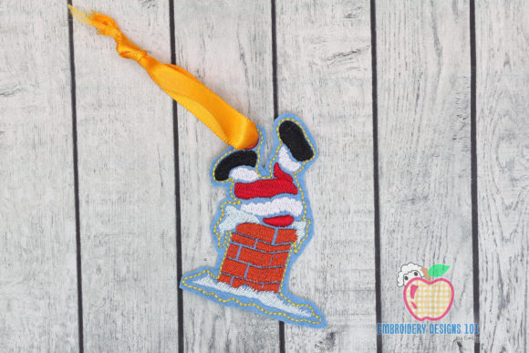 Charming Santa Stuck in the Chimney Ornament