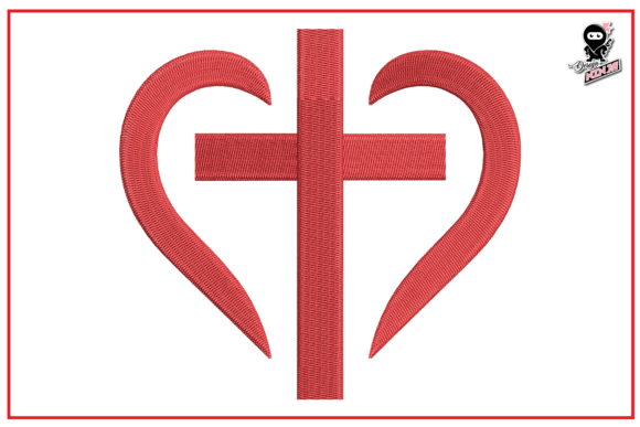 Christian Cross in Heart: Embroidery Design Review