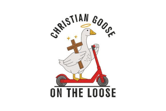 Christian Goose on the Loose: A Whimsical Embroidery Design