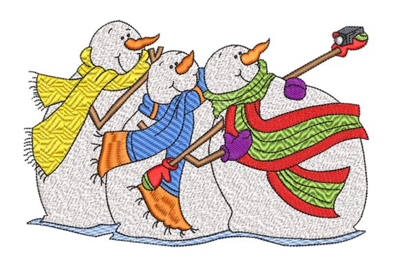Cute and Festive: Snowmen Selfie Embroidery