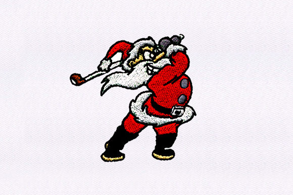 Golf Playing Santa Design: A Festive and Fun Embroidery