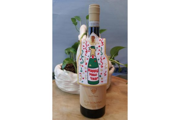 Happy New Year Bottle Dress Embroidery