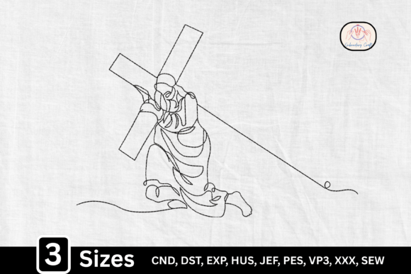 Line Art Jesus Carrying the Cross: A Faithful Embroidery Design