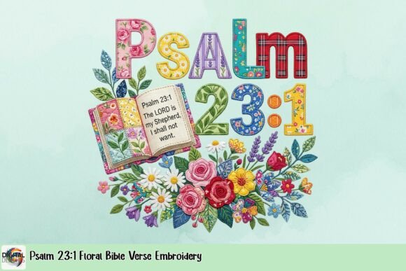 Psalm 23 Floral Embroidery for Boutique Apparel