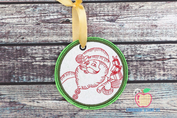 Santa Claus Carrying Gift Bag Embroidery Ornament