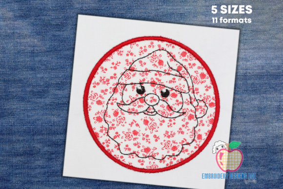 Santa Face in Circle Applique: A Festive Embroidery Design