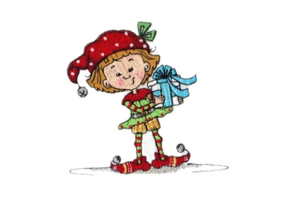 Sassy Sally Elf: A Festive Embroidery Design